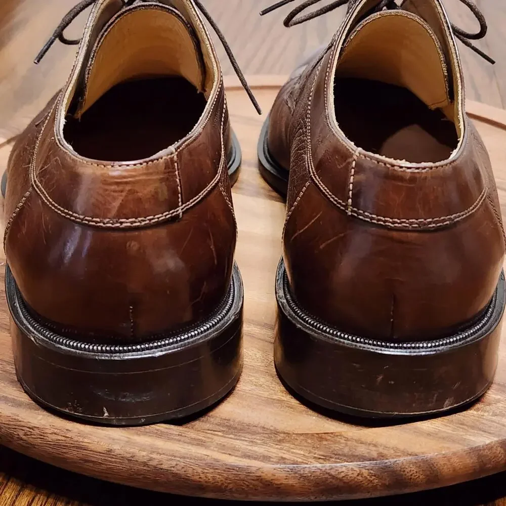 Johnston & Murphy Cellini Shoes Mens Size 10.5 M Brown Leather Cap Toe Italy